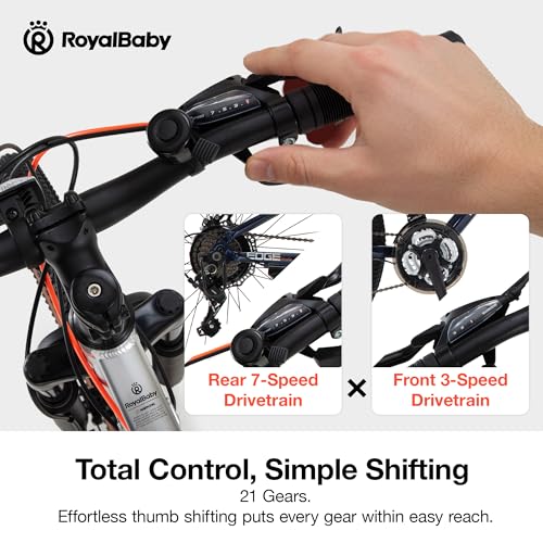 Image of RoyalBaby Kids Mountain Bike for Boys and Girls, Ultra-Light Aluminum 20-26 Inch Wheel Bicycle for 6-14 Years Old Children, 7 /21-Speeds Drivetrain