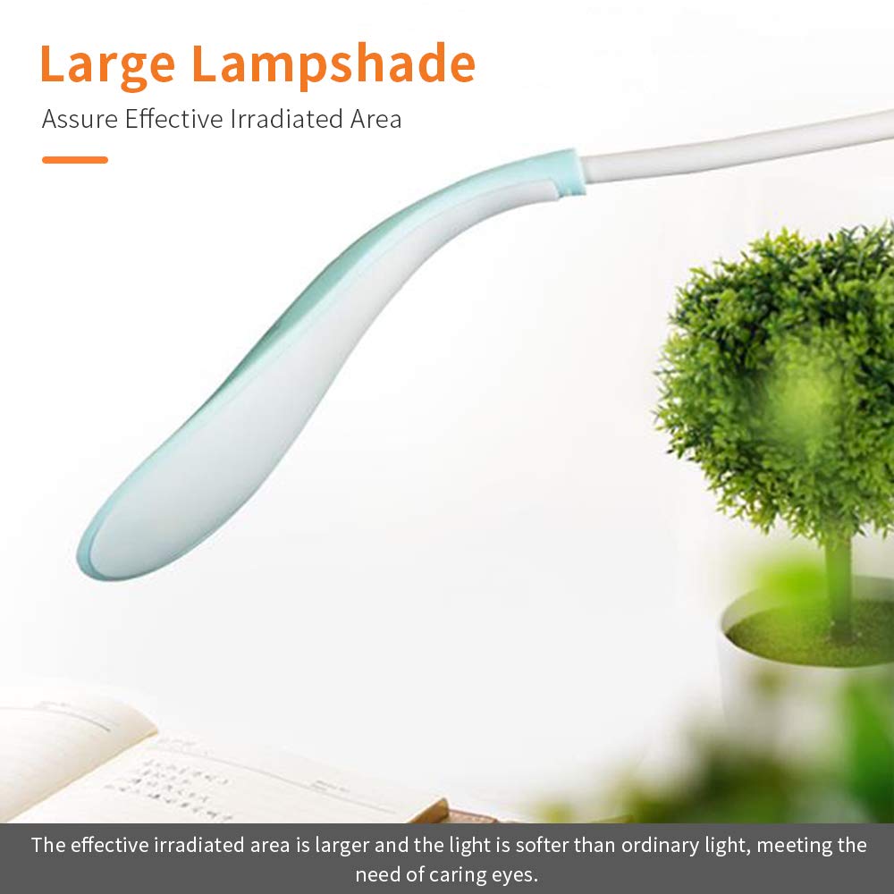 Lixada Lámpara de Escritorio LED Recargable Carga y Enchufe USB portátil Lámpara de Lectura de Manguera Flexible Niños Luz Suave Lámpara de Mesa de Control táctil para cuidar los Ojos