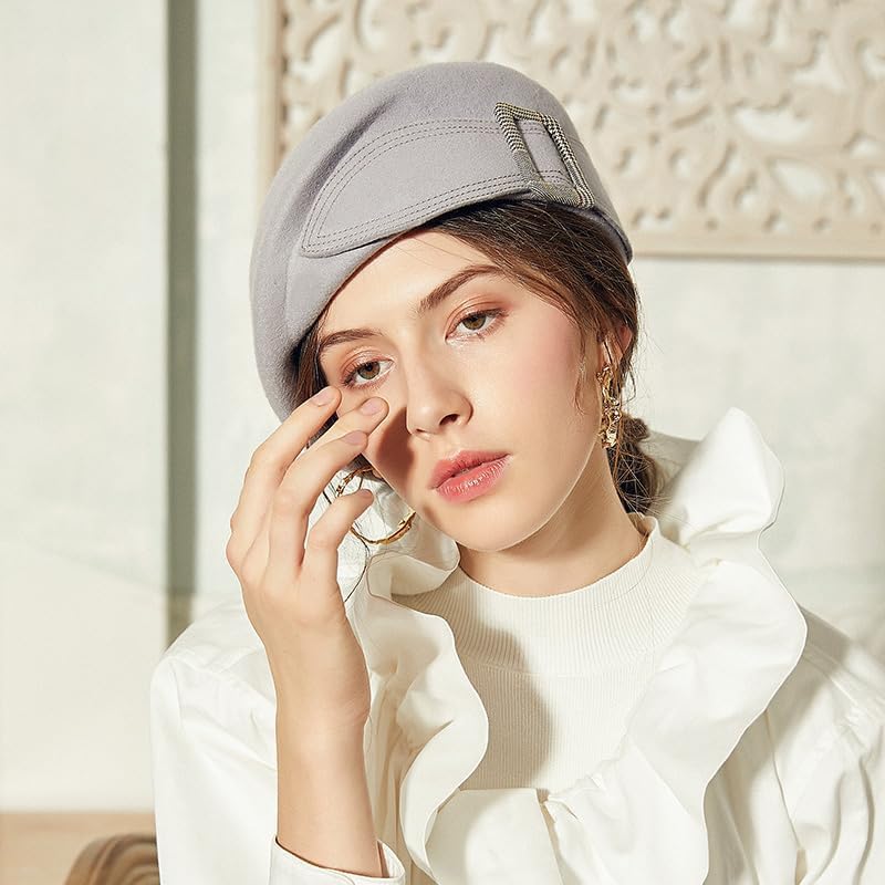 Wedding Hats for Women Vintage Wool Felt Berets Ladies Pearl Fascinator Autumn Winter Cap Bow Church Fedoras - Image 4