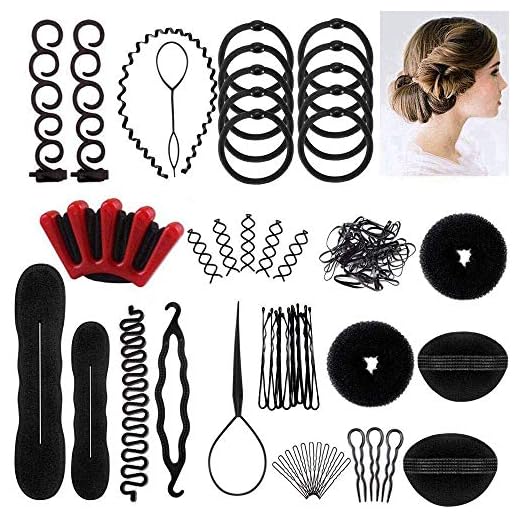 Winkeyes Hair Styling Set, Hair Design Styling Tools Accessories DIY Hair Accessories Hair Modelling Tool Kit Hairdresser Kit Set Magic Simple Fast Spiral Hair Braid Hair Braiding Tool, Set of 25