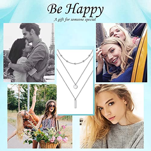 Daochong S925 Sterling Silver Multilayer 3 Strand Layered Triple Long Choker Chain Set Pendant Necklace For Women Jewelry thumb #5