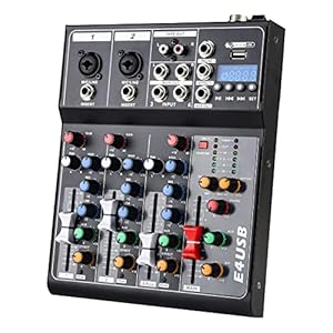 Pro Audio Mixer Soundboard Console Système Interface 4 Canaux Numérique USB Bluetooth MP3 48V Alimentation Fantôme Stéréo DJ Studio Streaming FX Reverb Delay Processeur