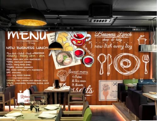 Papel pintado 3D estilo retro para pared de restaurantes y cafeterías 3