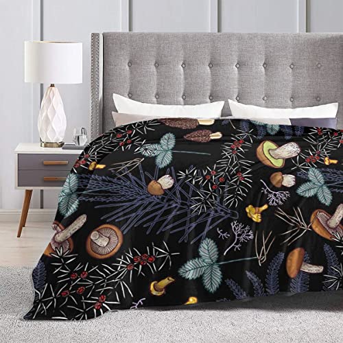 Artiemaster Dark Wild Forest Mushrooms Customized Blanket Soft And Lightweight Flannel Throw Suitable For Use In Bed, Living Room And Travel 50"X40" For Kid #TOP5