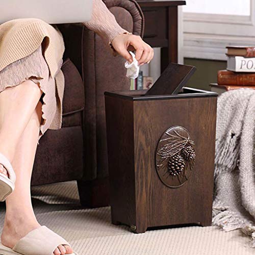 Cubo de basura de madera ZAW oculta olores y residuos con tapa papelera bonita 7