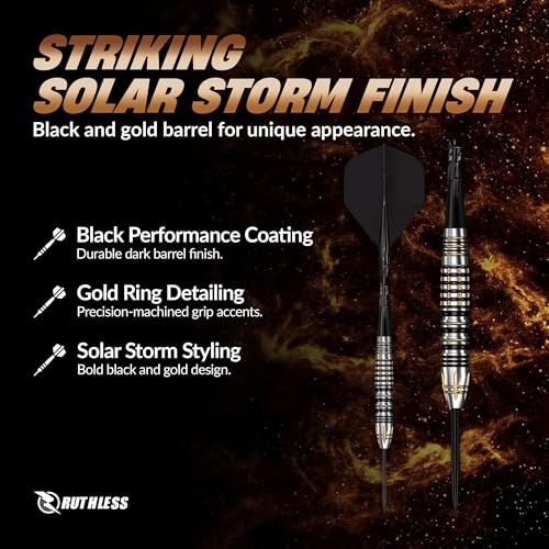 Fléchettes pointe acier RUTHLESS Solar Storm 90% tungstène 23g de haute précision