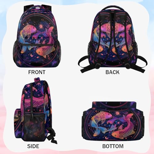 Zodiac Pisces Backpack for Women Men Shoulder Computer Laptop Adults Backpack Vintage Fish Sports Hiking Gym Workout Travel Casual Daypack3
