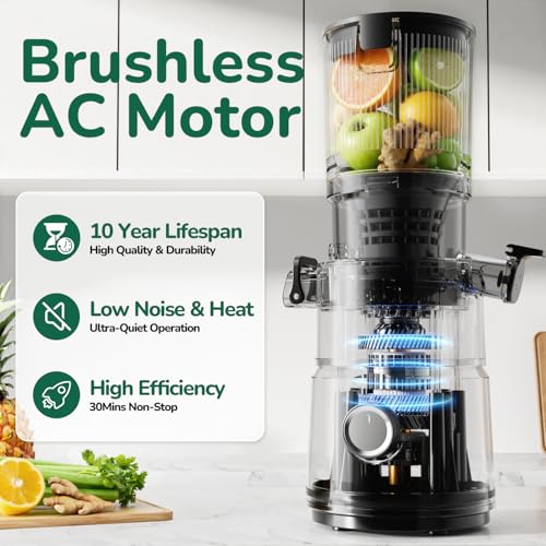 Image of Canoly Cold Press Juicer, 4.5 inch Wide Feed Chute Juicer Machine