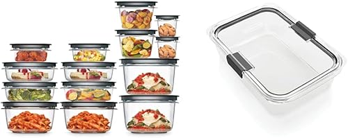 Rubbermaid - Contenedores de almacenamiento de alimentos de 28 piezas con bases a presión para una fácil organización y tapas para el almuerzo,