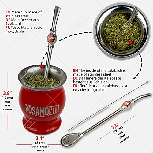 Yerba Mate Rosamonte Despalada - Juego de té mate de acero inoxidable, 1 kg, taza de té rojo, calabaza, pajita de té… - Imagen 5