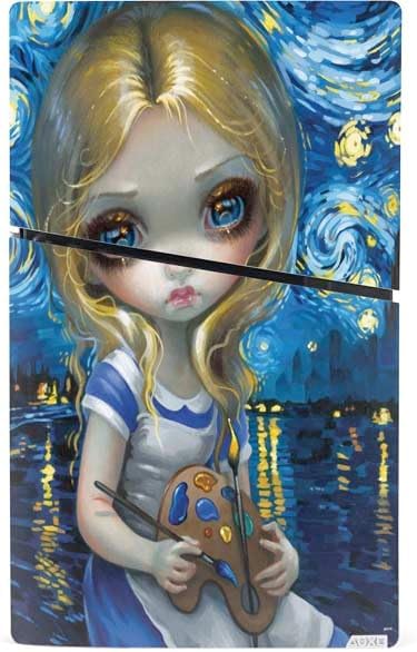 Skinit Decal Gaming Skin Compatible with PS5 Slim Digital Edition Bundle - Officially Licensed Artist Alice in Van Gogh Starry Night by Jasmine Becket-Griffith Design