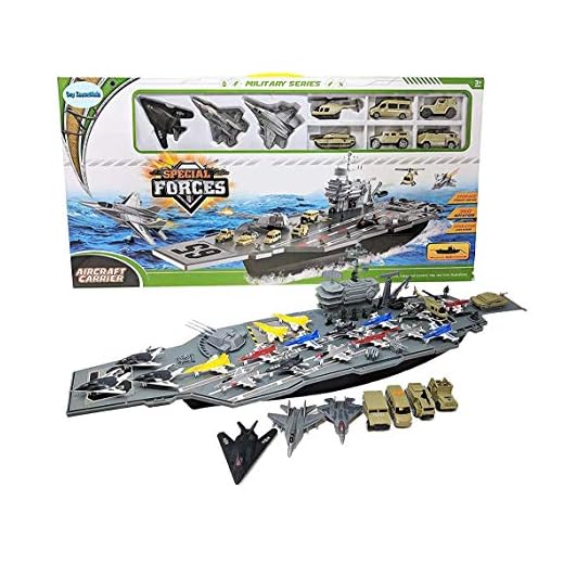 33 Inch Aircraft Carrier with Soldiers Jets Military Vehicles (18 Fighter Jets)