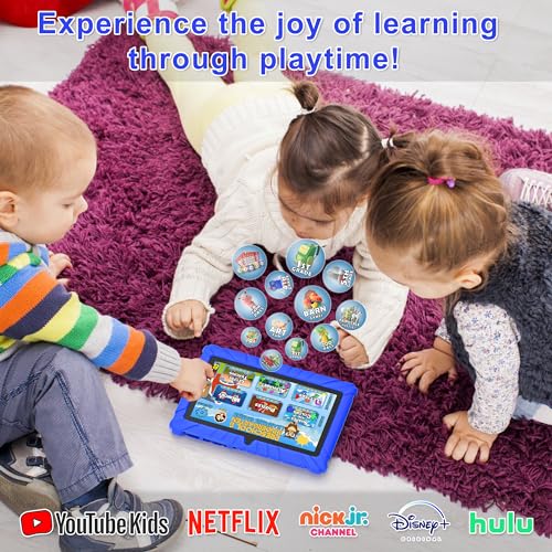 Image of Contixo 7 inch Kids Tablet - V8 Tablet for Kids and Sleeve Bag Bundle, Age 3-7, Learning Tablet for Children with Teacher's Approved Apps, 32GB, Android 11, Parental Controls - Dark Blue (Boy)