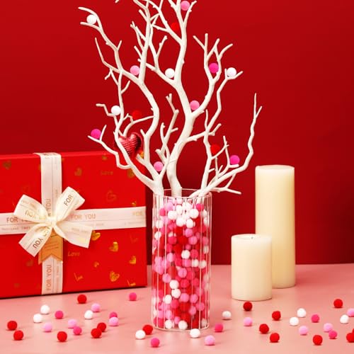 SEPGLITTER Valentine\'s Day Pom Poms Balls,1000 Pieces Pink Red Pom Poms Pompoms for Crafts Making DIY Wedding Valentine\'s Day Party Decorations Supplies (4 Colors, 1 cm )