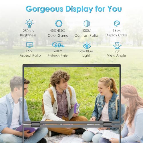 Image of 15.6-inch 1080P Portable Triple Laptop Monitor Extender with 1*HDMI and 2*USB-C Max 1920x2160 FHD IPS Foldable Plug and Play External Screen for Travel Work Home and Office -Black