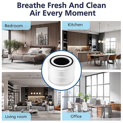 Core 300 Replacement Filter, Compatible with LEVOIT Core 300/300S/P350-P Air Purifier,3-in-1 H13 Grade True HEPA Replacement Filter, Compare to Part No. Core 300-RF, Core P350-RF, White,2 pack