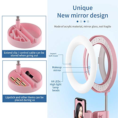 XUBX Faltbare Selfie Ringlicht, LED Ringleuchte mit Stativ und Handyhalter, Schminke Kosmetikspiegel Licht Dimmbare 3… – Bild 6