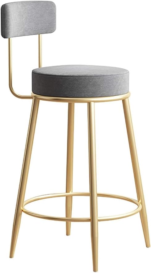 Nutech Decor Velvet Bar Stools Seating for Home and Office Stylish Counter Stools Accent Chairs for Dining, Kitchen, Cafe, Restaurant Seat and Back with Elegant Breakfast Counter (55 CM, Grey)
