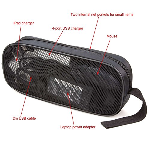 Laptop Chargers Case,Zipper Mesh Laptop Adapter Case,Universal Electronics Accessories Travel Organizer/Carry Case/Bag/Pouch/Sleeve For Laptop Notebook Tablet Power/Mouse/Cord/Usb Accessories,Black #TOP7