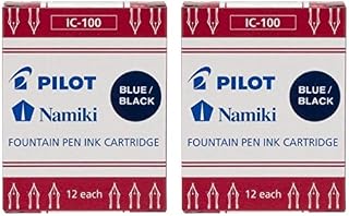 Pilot Namiki IC100 Fountain Pen Ink Cartridge, Blue/Black, 12 Cartridges per Pack (Pack os 2)