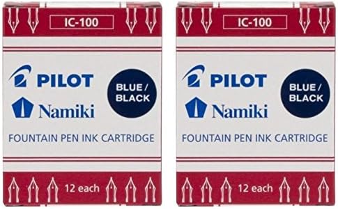 Pilot Namiki IC100 Fountain Pen Ink Cartridge, Blue/Black, 12 Cartridges per Pack (Pack os 2)