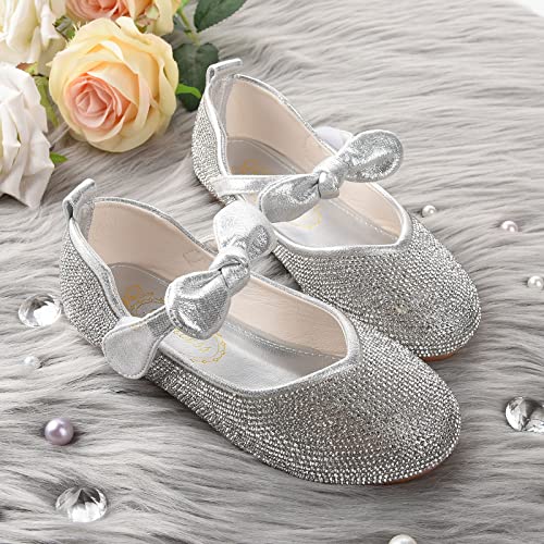 Girls Glitter Bridesmaids Shoes Party Wedding Princess Dress Flat3