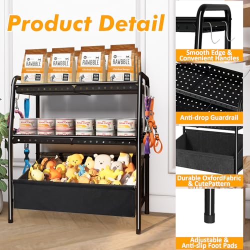 Large Dog Toy Basket Metal with Dog Storage Organizer, Dogs Toys Bin Box with Collar Leash Holder Hook, Dogs Toys Holder Chest Pet Storage Cabinet for Living Room - Image 5