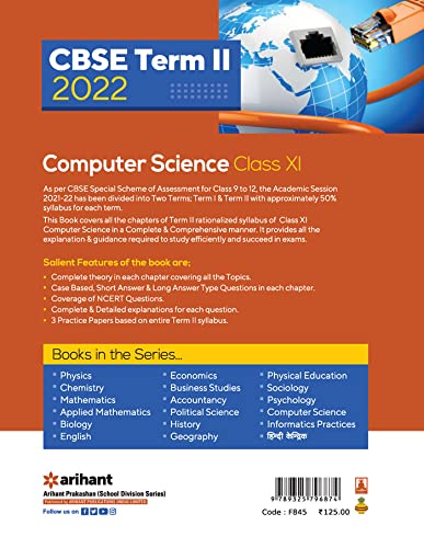 Image of Arihant CBSE Computer Science Term 2 Class 11 for 2022 Exam (Cover Theory and MCQs) (Old Edition)