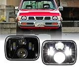 USR 86-97 Pickup Hardbody 7x6 H6054 LED Sealed Beam Projector Headlight Low/High Beam Black H6052 Headlamp Assembly (Pair) Compatible with 1986-1997 Nissan Pick-Up Hardbody Truck D21