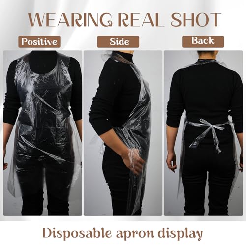Hariendny 100 Stück Einwegschürze Transparente Kunststoff 90 x 60 cm Erwachsene Kochschürze Wasserdicht Ölbeständig PE Schürzen Polyethylen-Schürzen für Kochen, Reinigen, Malerei