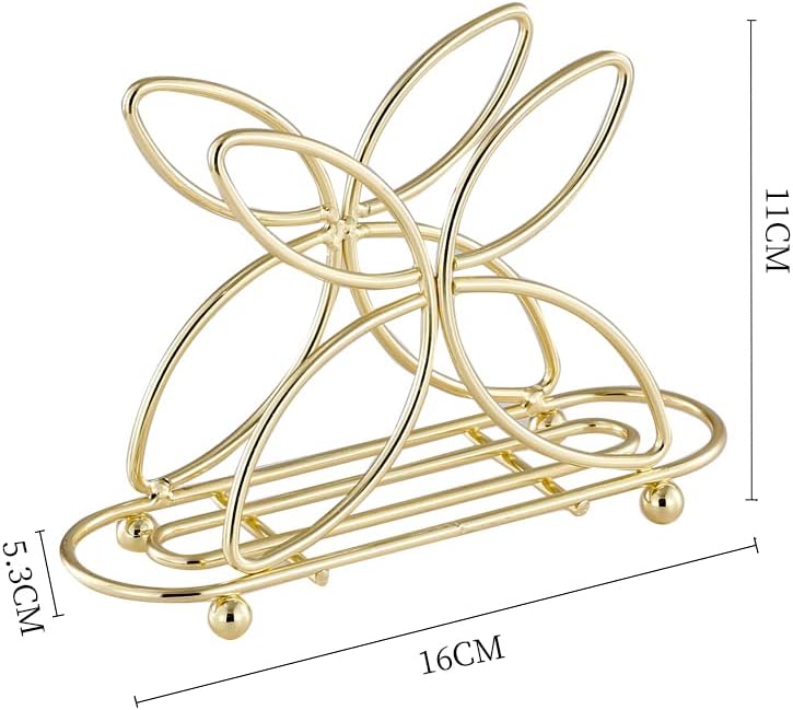 Miniatura 3 de Servilleteros para mesa, juego de 2 servilleteros dorados, dispensador de pañuelos independiente de metal con diseño de mariposa, organizador de