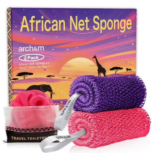 ARCH&M African Net Sponge Authentic with Knots 53 Extra-Long 2 Pack