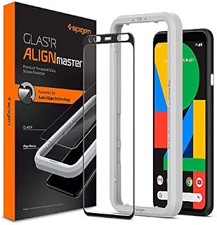 Spigen, 1Pack, Screen Protector for Pixel 4, Full screen coverage, Align Master, Auto Alignment Technology, Tempered Glass, 9H Hardness, Case Friendly, Pixel 4 Compatible Glass Screen Protector