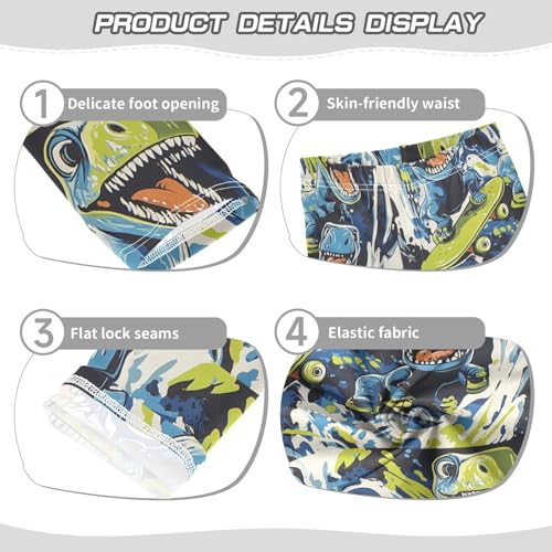 Boccsty Dinosaur Skateboard Girls Leggings Kids Yoga Pants Dance Active Tights 4T3