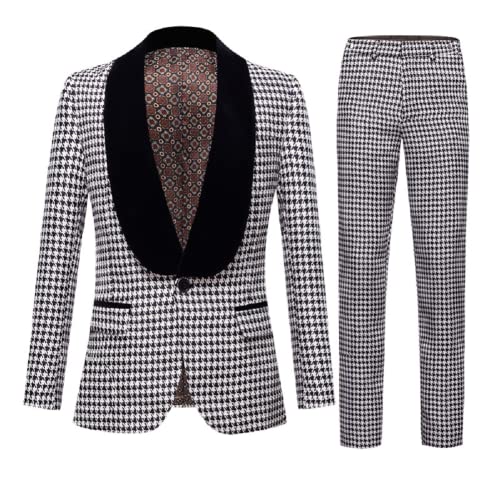 Mi Bo Tong Men's Slim Fit Blazer Jacket Houndstooth Casual Sports Coats Blazers Spring Summer Autumn Winter