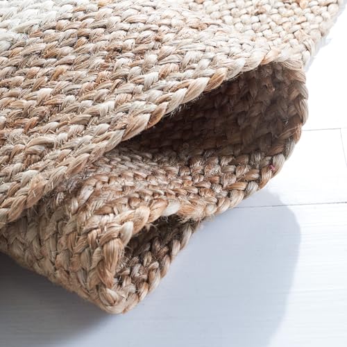 Image of Jute Round Rug Off White - 180 cm Handwoven Boho Braided Carpet, Natural Fiber Area Rug for Living Room, Bedroom, Dining & Patio - Eco-Friendly Durable Floor Mat
