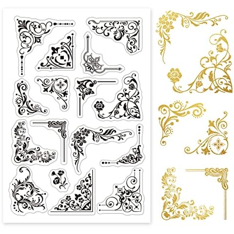 GLOBLELAND Iron Orchid Corner Flourishes Clear Stamps Cover