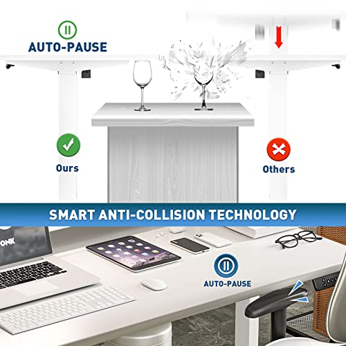 Ezeefonk Electric Electric Sit Stand Desk Frame Electric Standing Desk Adjustable Height For 43 ” To 78.5 ” Desk Tops Adjustable Desk Legs With Memory Controller Rising Desk White (Frame Only) #TOP1