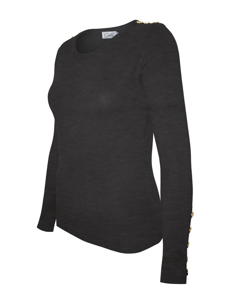 Cielo Women's Solid Soft Stretch Pullover Knit Sweater