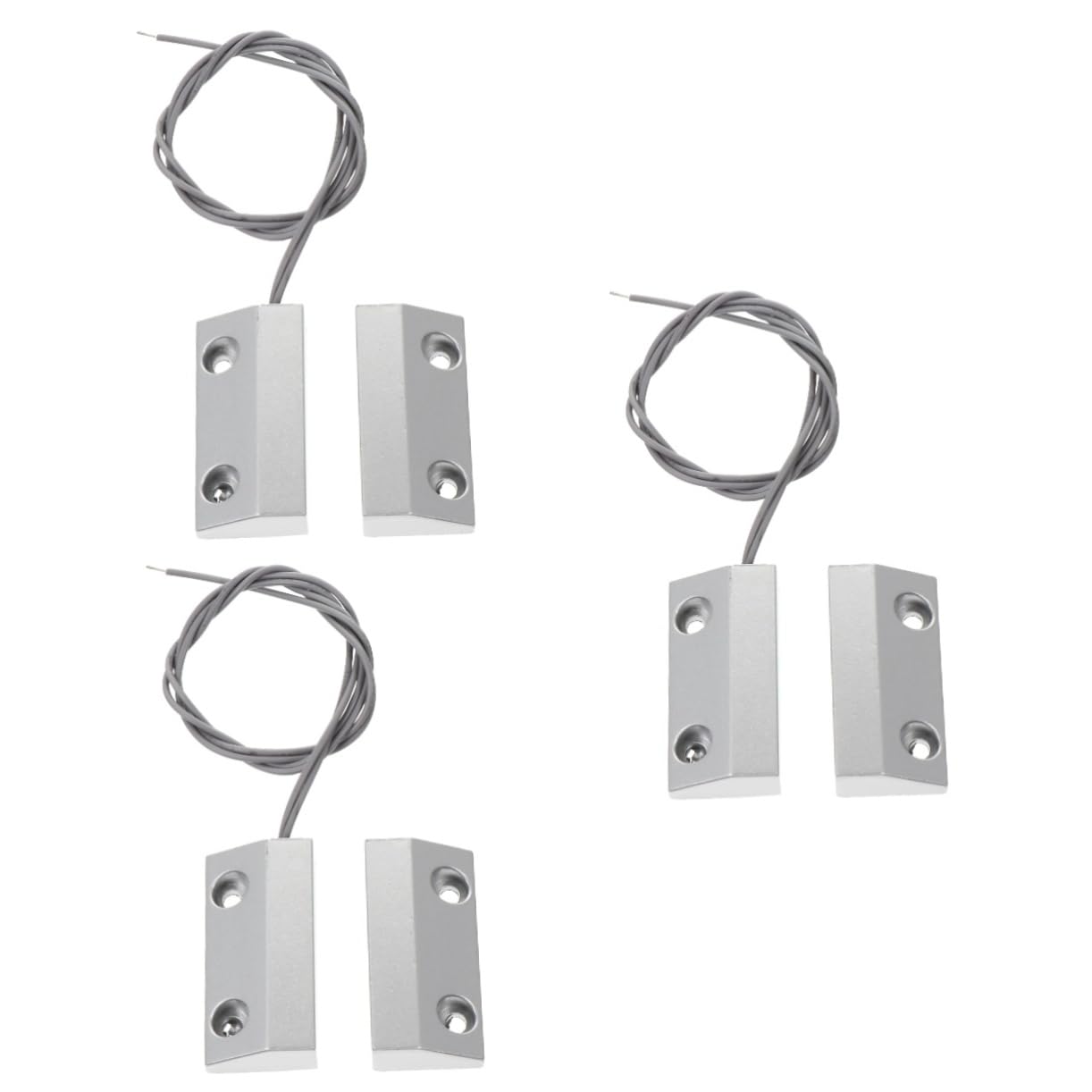 Tofficu 3 Ensembles Capteur Filaire Aimants Magnétique Équipement De Dispositif De Détection Détecteur D'alarme De Porte Silver Alliage De Zinc