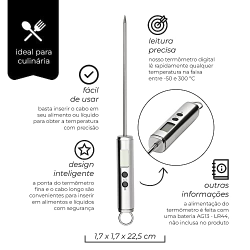 Termômetro Culinário Digital Mimo Style Prata