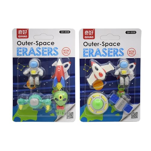 Image of 12Pcs Set Space Pattern Theam Eraser | Return Gifts for Kids Birthday | School Kids Return Gift | Cute Eraser Set | Non Toxic Eraser for Kids | Stationery Items Return Gifts