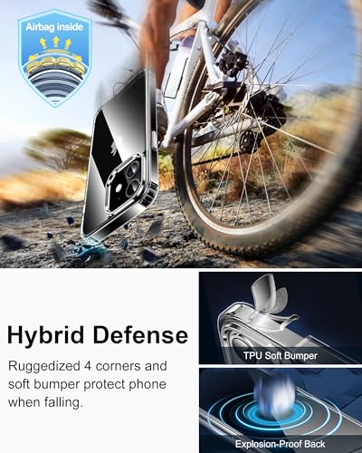Image of HOOMIL Case for iPhone 12 Mini 5.4-Inch, Non-Yellowing, Drop Protection, Anti-Scratch Transparent Hard Back Phone Cover - Black