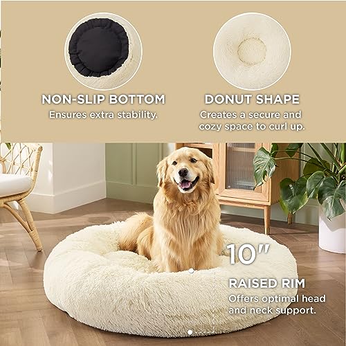 Image of Bedsure Calming XL Dog Bed Donut Washable Extra Large Pet Bed,45ins Ivory Beige