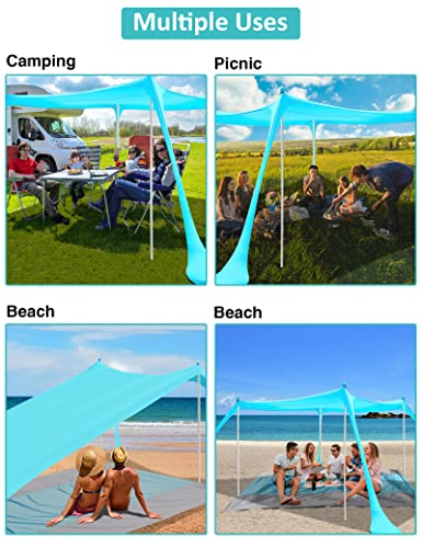 Anngrowy AN-S Beach Tent Canopy 10'X10' Beach Tents Sun Shelter 6-8 Person Beach Canopy Tent Sun Shade Easy Setup Pop Up Beach Shade Canopy Portable Beach Tent Upf 50+ Waterproof Windproof Beach Canopy thumb #5