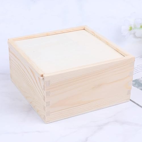 Miniatura 2 de 1 caja con tapas deslizantes, cajas de madera decorativas, caja de almacenamiento de madera sin terminar para fiesta de cumpleaños (15 x 15 x 8)