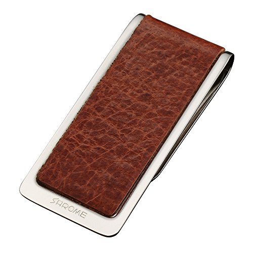 SAROME(サロメ) マネークリップ EXMC5-03 シルバー/ブラウンレザー EXMC5-03