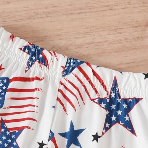 Image of Ayalinggo Fourth Of July Outfit For Kids Girl 4th Of July American Flag Shirt Flare Pant Set Indenpendent Day Summer Clothes
