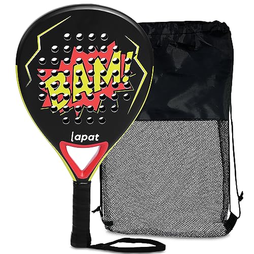 Raquete de Padel LAPAT com Bolsa de Cobertura - Superfície de Carbono com Espuma de Memória EVA - Raquetes de Paddle Leves