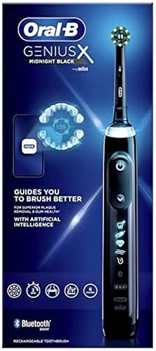 Oral-B Genius X Brosse à dents Electrique, 1 Manche Noir Rechargeable avec Intelligence Artificielle, 1 Tête de rechange, Cadeau Fêtes des Pères - 1